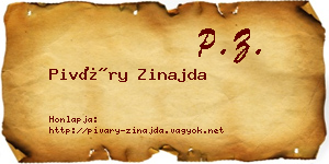 Piváry Zinajda névjegykártya